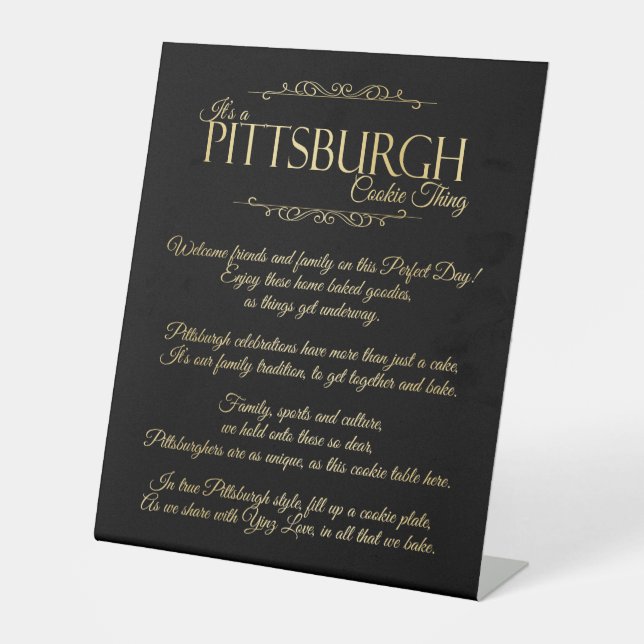 Pittsburgh Cookie Theme Table Sign Sockelschild (Vorderseite)