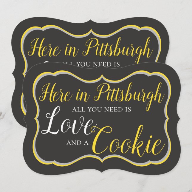 Pittsburgh Cookie-Tisch-Schild Einladung (Vorne/Hinten)