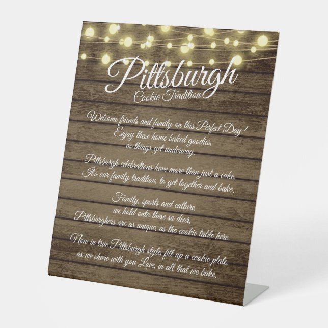 Pittsburgh Cookies Table Rustic Table Sign Sockelschild (Vorderseite)