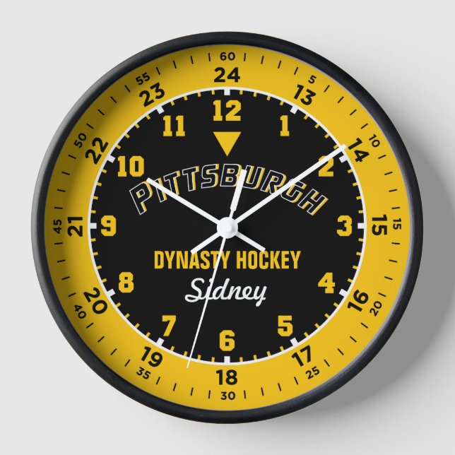 Pittsburgh-Dynastie Hockey 24 Stunden Wall-Uhr Uhr (Vorderseite)