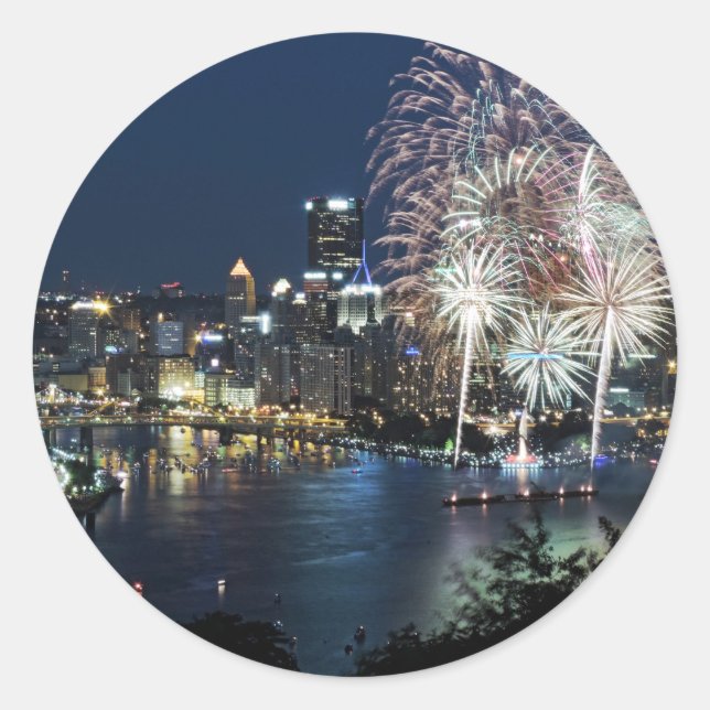 Pittsburgh Fireworks Runder Aufkleber (Vorderseite)