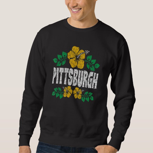 Pittsburgh Flowers Distressed Color Print Sweatshirt (Vorderseite)