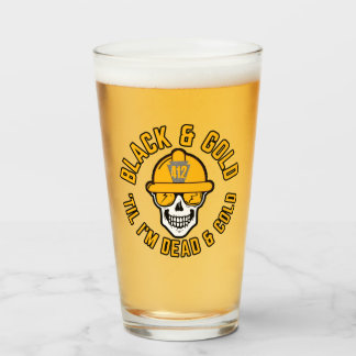 Pittsburgh Football Fan Black and Gold Skull Canva Glas
