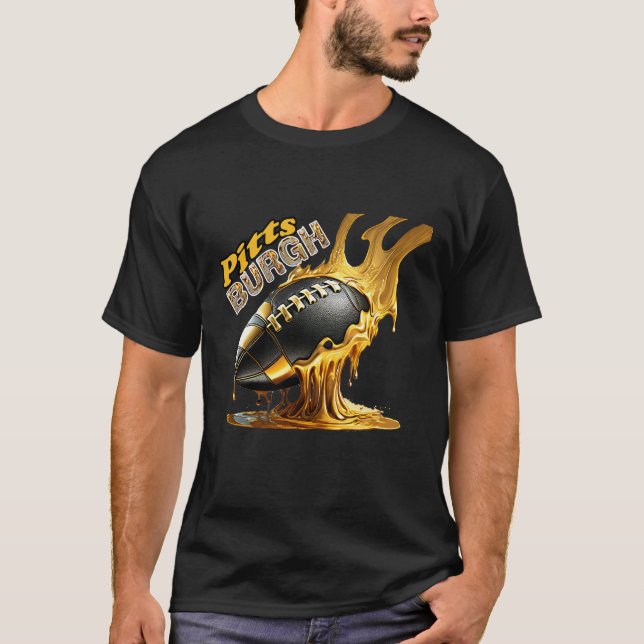 Pittsburgh Football Fans - geschmolzener Stahl T-Shirt (Vorderseite)
