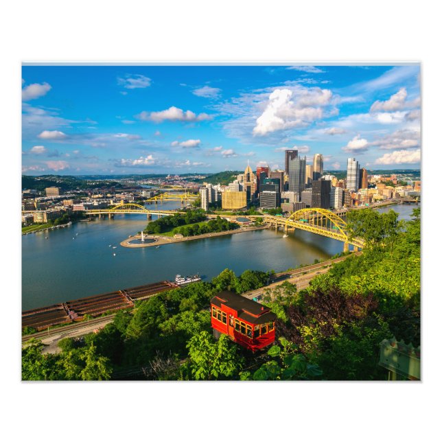 Pittsburgh Foto Print City View with Incline (Vorne)