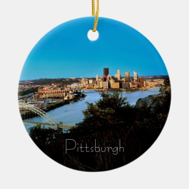 Pittsburgh Foto Weihnachtsschmuck-doppelseitig Keramikornament (Vorne)