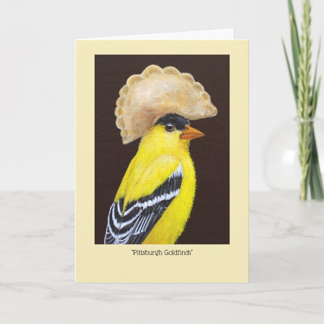 Pittsburgh Goldfinch mit Pierogo-Hutkarte Karte (Vorderseite)