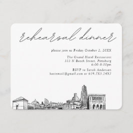 Pittsburgh Hochzeit Elegantes Probe Dinner Begleitkarte