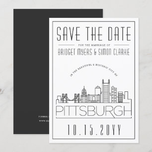 Pittsburgh Hochzeit   Stilisierte Skyline Save-the Einladung