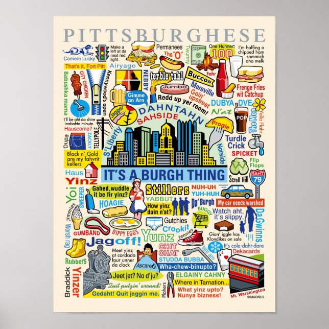 Pittsburgh Language Fun Pittsburghese Artwork Poster (Vorne)