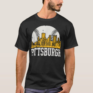 Pittsburgh Liebhaber Skyline Retro Baseball T-Shirt