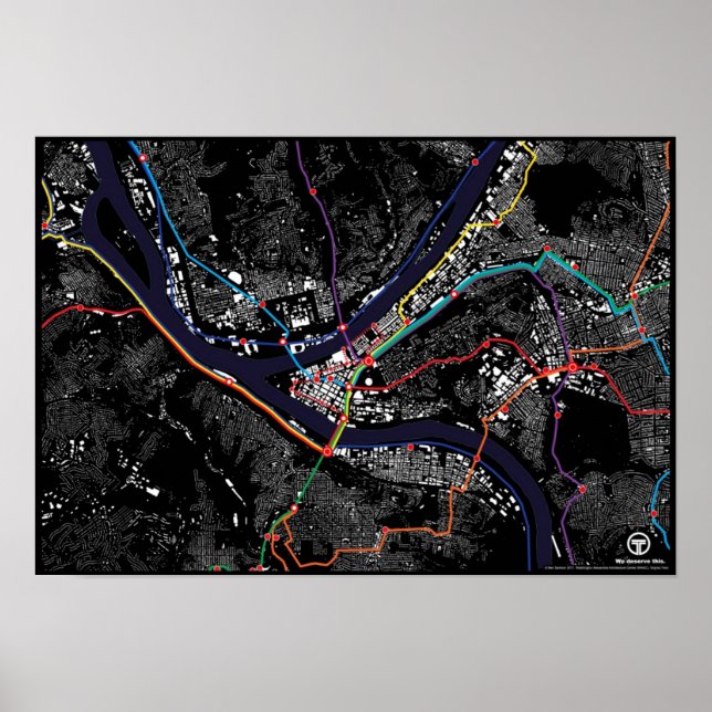 Pittsburgh Light Rail Abbildung Ground Poster (Vorne)