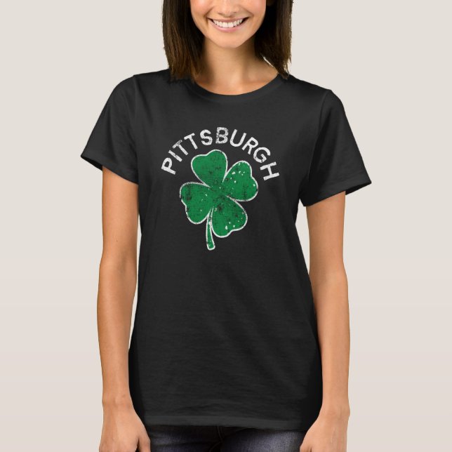 Pittsburgh Lucky C St Patrick's Day Distress T-Shirt (Vorderseite)