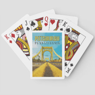 Pittsburgh, PA Gelbe Brücke Vintage Reise Spielkarten