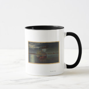 Pittsburgh, PA - Nachtansicht des Dampfers u. Ohio Tasse