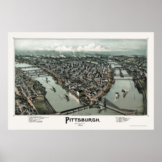 Pittsburgh, PA Panoramic Map - 1902 Poster (Vorne)