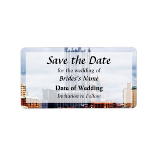 Pittsburgh PA Skyline Save the Date Adressaufkleber