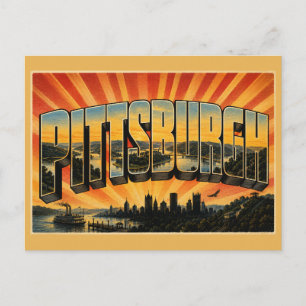 Pittsburgh PA Three Rivers Hills Kunst Postkarte