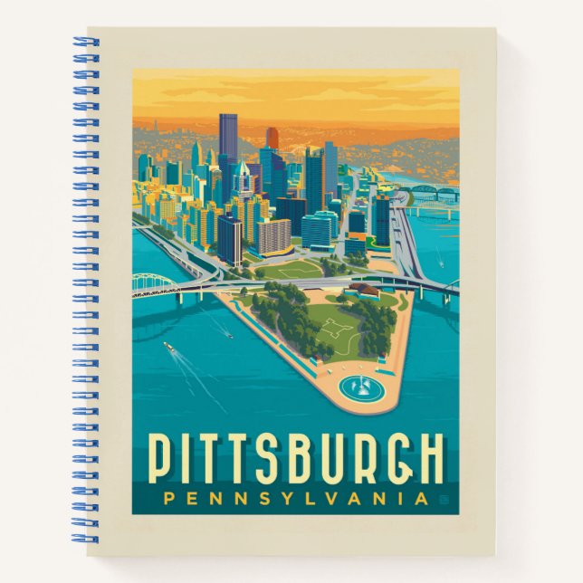 Pittsburgh, PA | Vogelperspektive Notizbuch (Vorderseite)