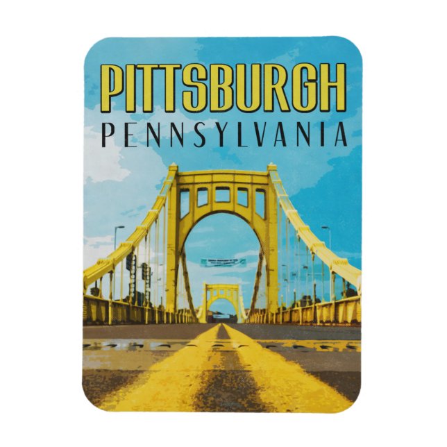 Pittsburgh, PA Yellow Bridge Vintage Magnet (Vertikal)