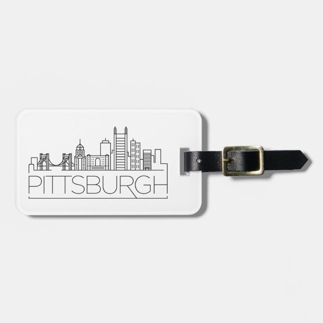 Pittsburgh, Penn Stylized City Skyline Gepäckmarke Gepäckanhänger (Vorderseite horizontal)