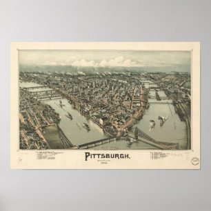 Pittsburgh Pennsylvania 1902 Antike Panoramakarte Poster
