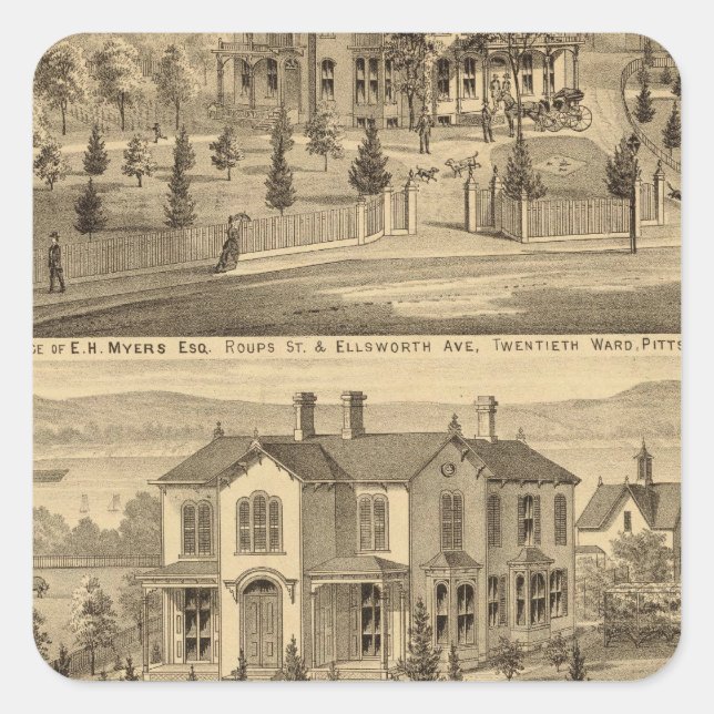 Pittsburgh, Pennsylvania 2 Quadratischer Aufkleber (Vorderseite)