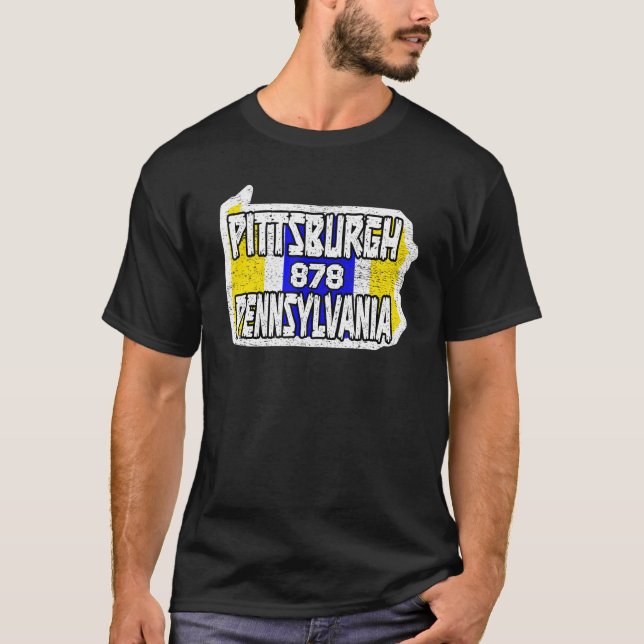 Pittsburgh Pennsylvania 878 Zuhause Staat City Pri T-Shirt (Vorderseite)