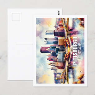 Pittsburgh Pennsylvania Berühmte Reise Aquarell Postkarte