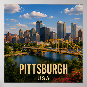 Pittsburgh Pennsylvania Bridge Reise-Geschenk Poster