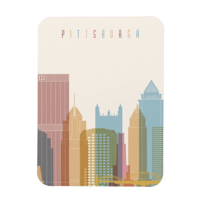 Pittsburgh, Pennsylvania | City Skyline Magnet (Vertikal)