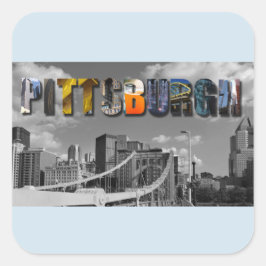Pittsburgh Pennsylvania City Skyline Travel Foto Quadratischer Aufkleber