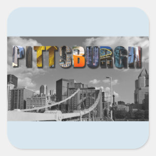 Pittsburgh Pennsylvania City Skyline Travel Foto Quadratischer Aufkleber