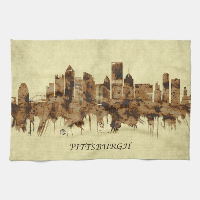 Pittsburgh Pennsylvania Cityscape Geschirrtuch (Horizontal)
