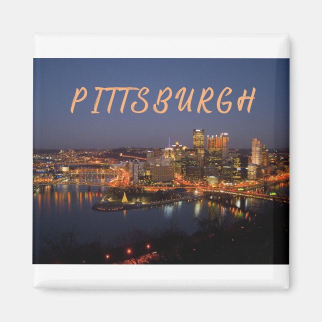 Pittsburgh, Pennsylvania Downtown Night Time River Magnet (Vorne)