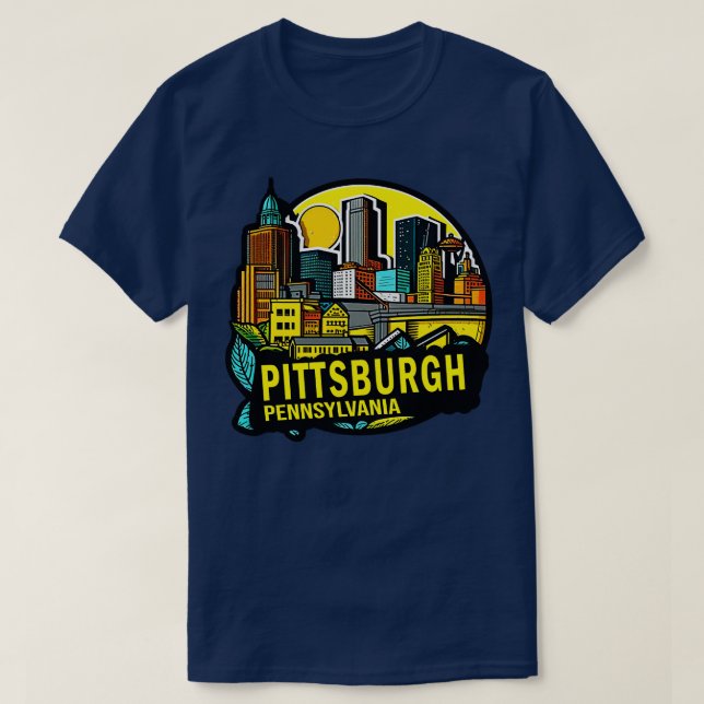 Pittsburgh Pennsylvania Downtown Skyline T-Shirt (Design vorne)