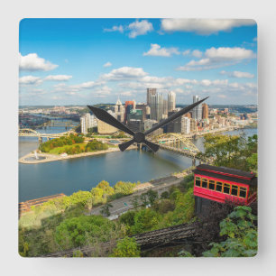 Pittsburgh Pennsylvania Duquesne Incline View    Quadratische Wanduhr