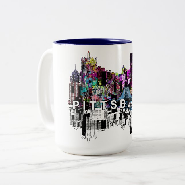 Pittsburgh, Pennsylvania in Graffiti Zweifarbige Tasse (Vorderseite Links)