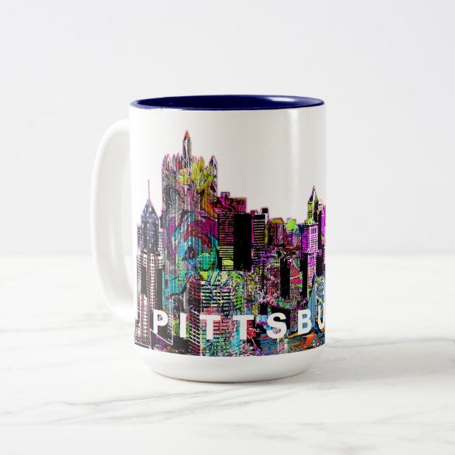 Pittsburgh, Pennsylvania in Graffiti Zweifarbige Tasse (Vorderseite Links)
