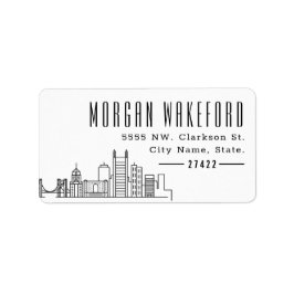 Pittsburgh, Pennsylvania Moderner Deko Skyline Lar Adressaufkleber