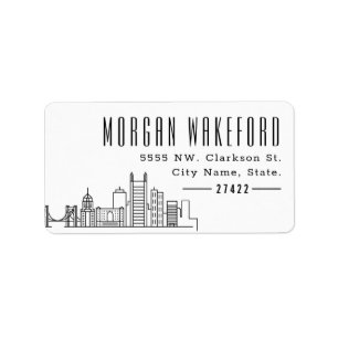 Pittsburgh, Pennsylvania Moderner Deko Skyline Lar Adressaufkleber