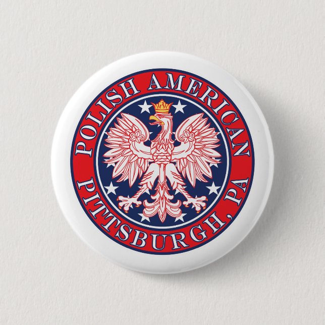 Pittsburgh Pennsylvania Polnischer Adler Button (Vorderseite)
