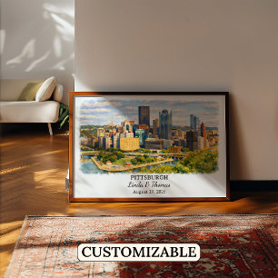 Pittsburgh Pennsylvania Poster, Aquarell, Maßgesch Poster