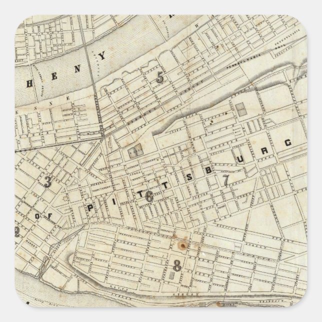 Pittsburgh, Pennsylvania Quadratischer Aufkleber (Vorderseite)