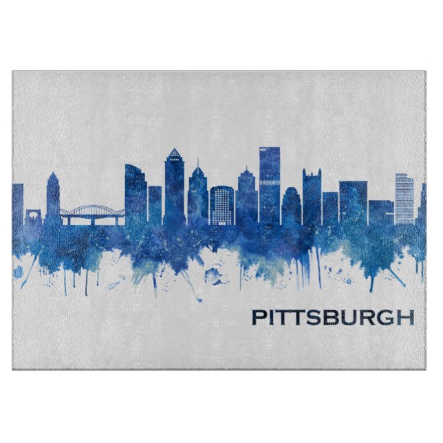 Pittsburgh Pennsylvania Skyline Blue Schneidebrett (Vorderseite)
