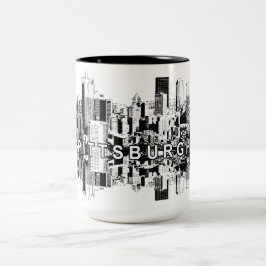 Pittsburgh, Pennsylvania Skyline in schwarz Zweifarbige Tasse