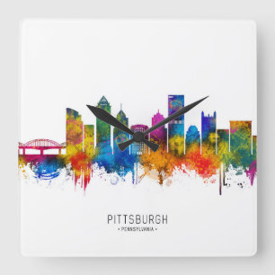 Pittsburgh Pennsylvania Skyline Quadratische Wanduhr