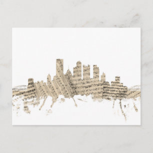 Pittsburgh Pennsylvania Skyline Sheet Music Citysc Postkarte