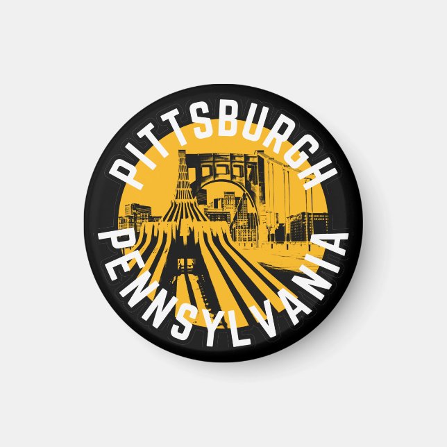 Pittsburgh Pennsylvania Steel City Skyline Bridge Magnet (Vorne)