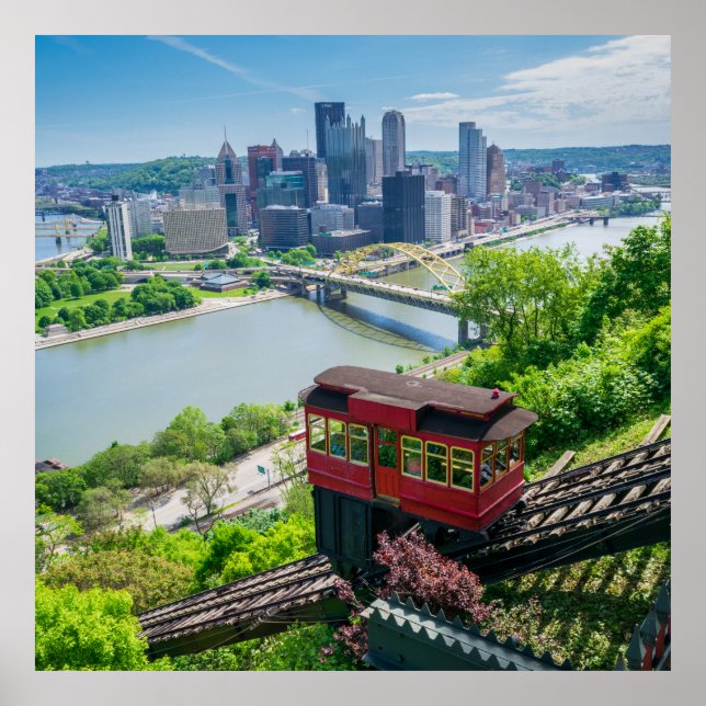 Pittsburgh Pennsylvania Steel City Skyline Incline Poster (Vorne)